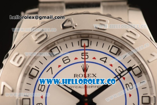 Rolex Yacht-Master II Chronograph Swiss Valjoux 7750 Automatic Steel Case with White Dial and Dots Markers (JF) - Click Image to Close
